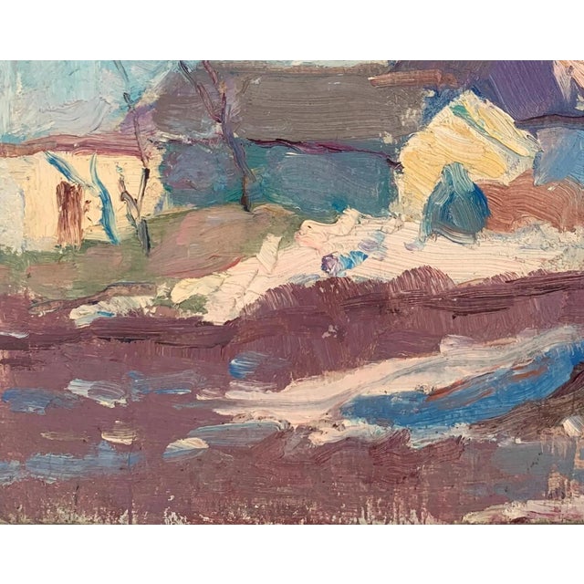 1960s Impressionism Winter Landscape Painting, Antique Soviet Art, 1960s 19-24 For Sale - Image 5 of 6