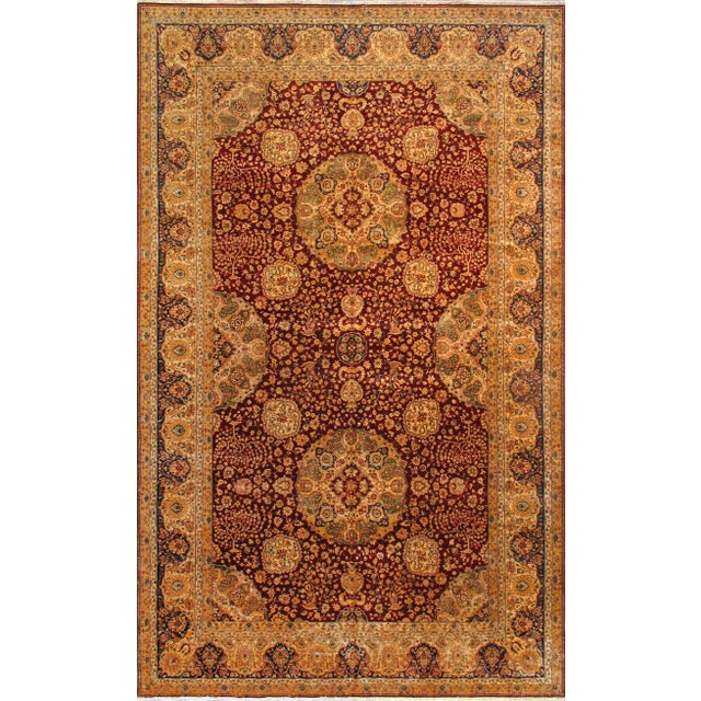 Textile Pasargad Home Agra Wool Area Rug-11' 2" X 18' 4" , Red For Sale - Image 7 of 7
