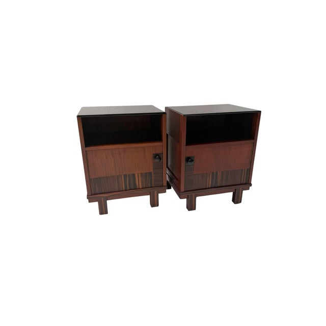Dutch Art Deco Walnut Nightstands by Max Coini, 1920s, Set of 2 For Sale - Image 4 of 10