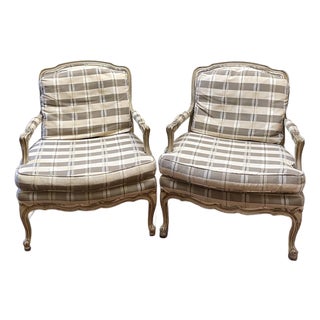 1980’s Baker Furniture Bergère Chairs a Pair For Sale