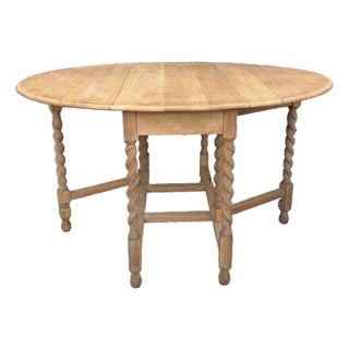 1920s English Bleached Oak Gateleg Table For Sale