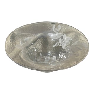 1950s Large Etched Glass Bowl For Sale