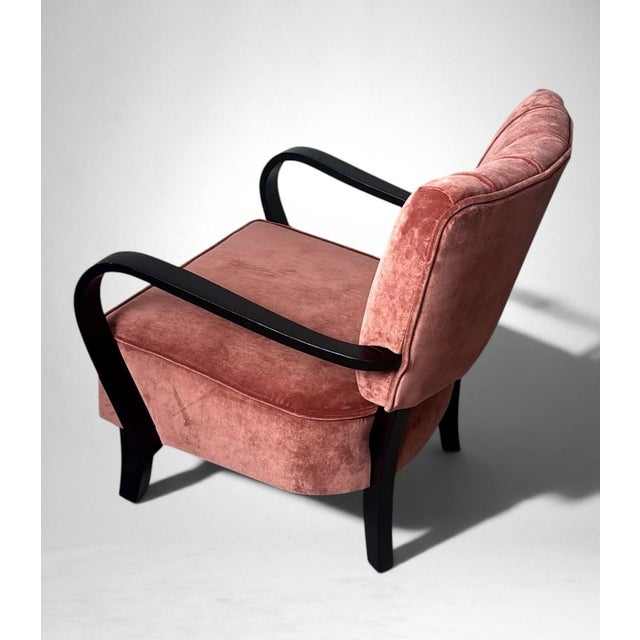 Mid 20th Century Art Deco Jindřich Halabala Style Czechoslovak Armchair 1 For Sale - Image 6 of 18