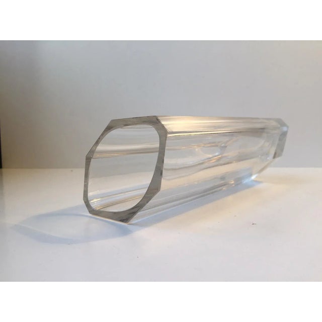 Mid-Century Modern Octagonal Faceted Crystal Vase, 1960s For Sale - Image 3 of 9