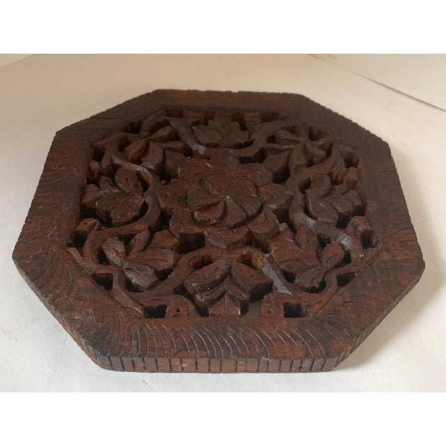 Islamic Vintage Hand Carved Wooden Trivet For Sale - Image 3 of 6