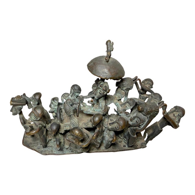 Antique 19th Century Ashanti King From Ghana Detailed Figural Bronze Statue For Sale