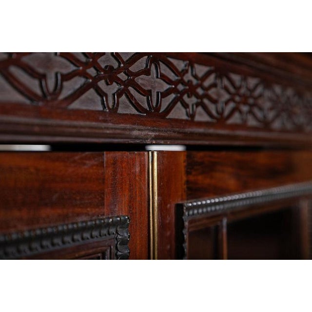 Brown Large 19th Century English Mahogany Glazed Breakfront Bookcase, 1880 For Sale - Image 8 of 18