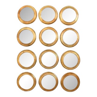 Set of 12 Vintage Round Gilt Italian Mirrors For Sale