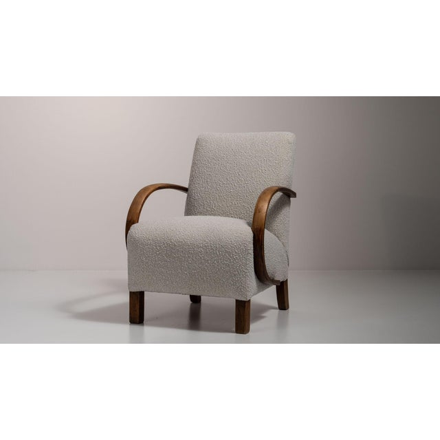 Mid 20th Century Mid 20th Century Jindřich Halabala Blue Wood Club Chairs For Sale - Image 5 of 11