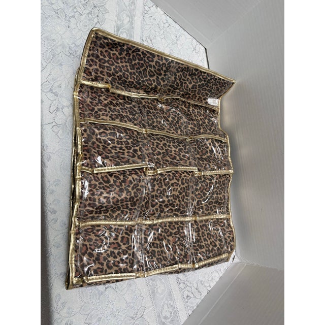 Large Vintage Cheetah Patterned Jewelry Organizer Travel Bag For Sale - Image 4 of 6