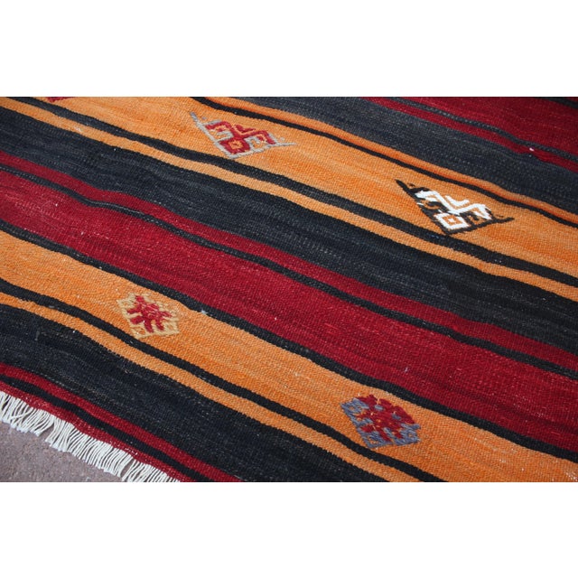 1960s Southwestern Red Striped Oushak Natural Kilim Rug For Sale - Image 10 of 13