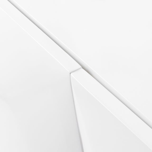 Wood Pasargad Home Polara Modern White Sideboard With Geometric Doors For Sale - Image 7 of 12