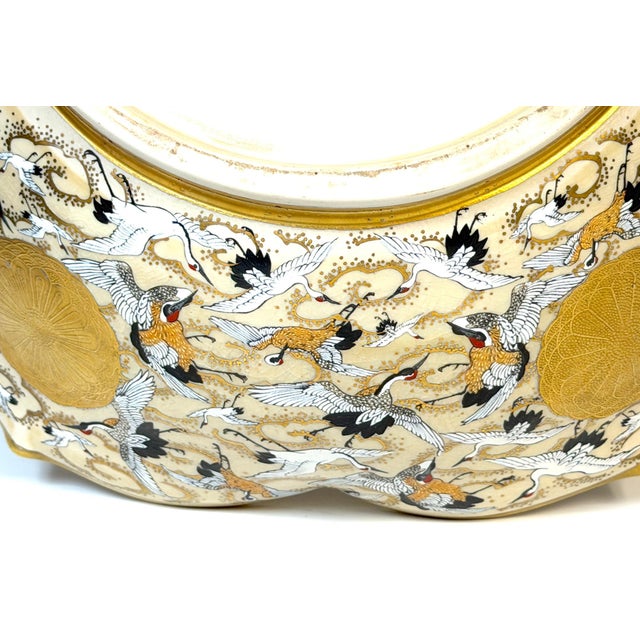 Exceptional Monumental Meiji Period Kyoto Satsuma Bowl, Attrib. Kinkozan Studio For Sale In West Palm - Image 6 of 16
