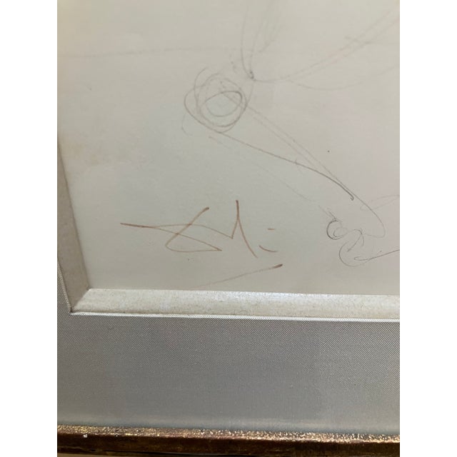Surrealism Salvador Dali Original Drawing “Bonjour” For Sale - Image 3 of 9