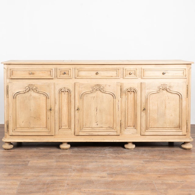 French Provincial Late 19th Century French Bleached Oak Sideboard Buffet For Sale - Image 3 of 14