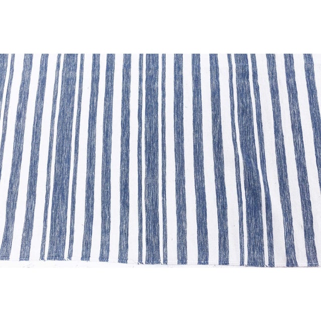 Textile Doris Leslie Blau Vintage Dhurrie White And Light Blue Hand-Knotted Rug For Sale - Image 7 of 8