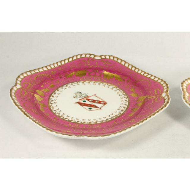 Early 1800's Spode Felspar Porcelain Pair of Armorial Cabinet Plates Welman Crest For Sale - Image 13 of 18