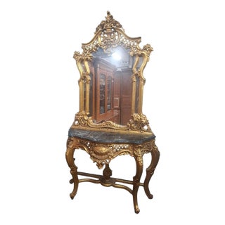 Louis XV Style Mirror and Console Set, 1970 For Sale