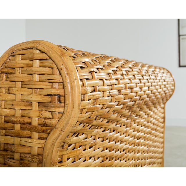 Tan Ralph Lauren Organic Modern Bamboo Rattan Wicker Full Size Bed For Sale - Image 8 of 18