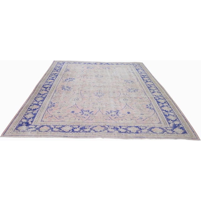 Vintage Turkish Anatolian whitewash hand knotted rug with natural colors and fine weave.
