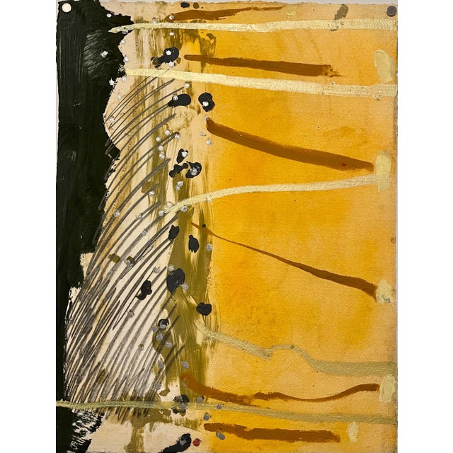 Stanley Boxer, Stanley Boxer Mixed Media Abstract Expressionist Painting on Paper, Gold, 1987 For Sale - Image 13 of 16