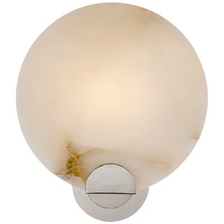 AERIN for Visual Comfort Signature Iveala Single Sconce in Polished Nickel with Alabaster Shade For Sale