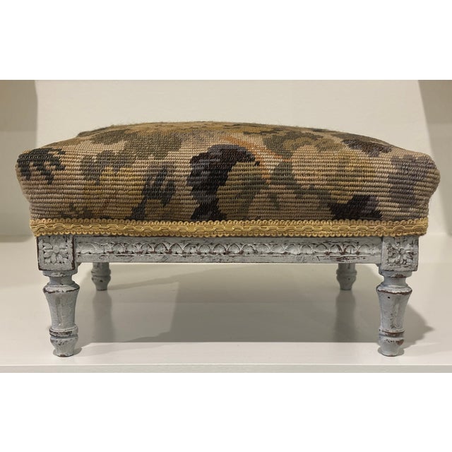 Cabin Antique Swedish Gustavian Painted Petite Footstool For Sale - Image 3 of 16