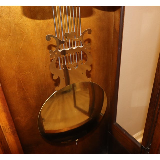 Vintage Howard Miller “Beaumont” Triple-Chime Oak Grandfather Clock, Model 610-259, Circa 1985 For Sale - Image 11 of 17