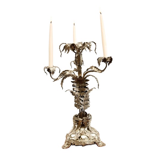 Silver Plate Palm Tree Candelabra, Sheffield For Sale