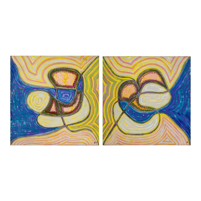 Kayo Lennar "Mr. & Mrs. Adam..." Oil on Canvas, Pair For Sale