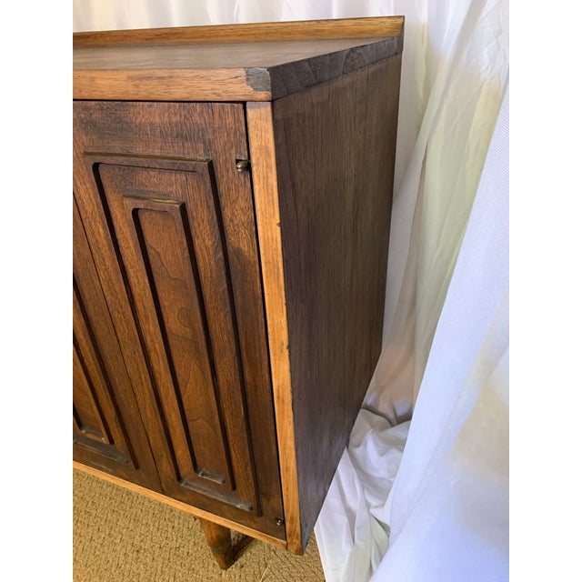 Vintage Broyhill Sculptra Credenza | 3 Drawers | 2 Cabinets | Partially Refinished For Sale - Image 6 of 12