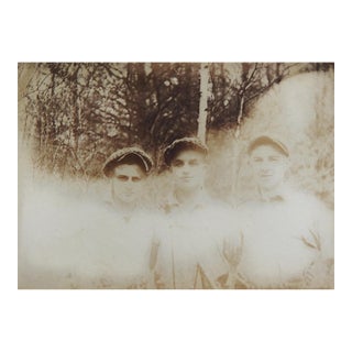 Early 20th Century Snapshot Photograph Three Men Eerie Overexposure For Sale