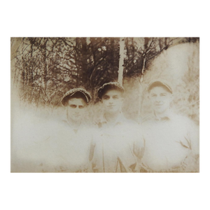 Early 20th Century Snapshot Photograph Three Men Eerie Overexposure