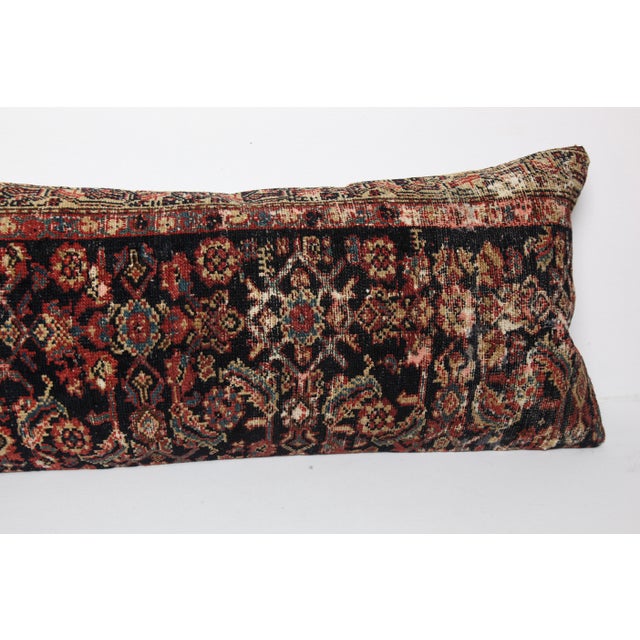 Textile Antique Hand Knotted Navy Blue Persian Rug Pillow Cushion Cover -14'' X 42'' For Sale - Image 7 of 10