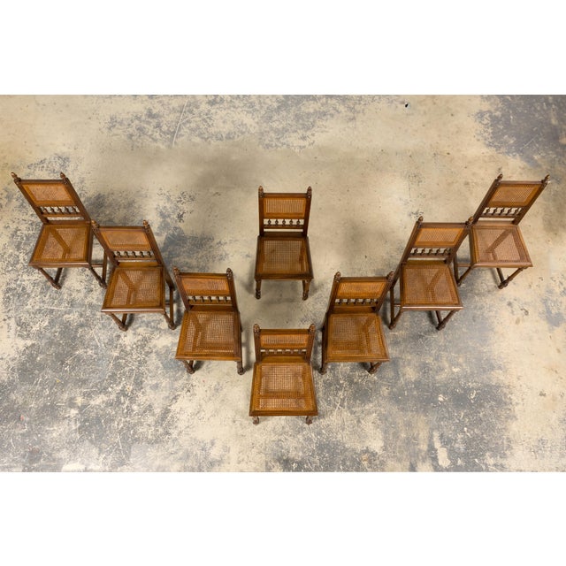 French Antique French Henri II Style Walnut Caned Dining Chairs, Set of 8 For Sale - Image 3 of 18