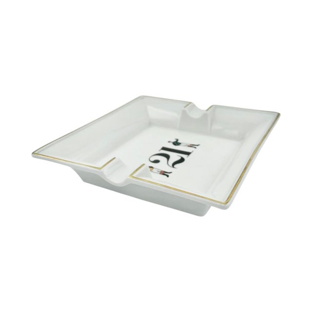 White Vintage the 21 Club Nyc Restaurant Equestrian Jockey Porcelain Ashtray For Sale - Image 8 of 11