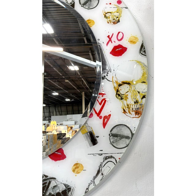 Modern Modern Hello Beautiful Round Wall Mirror For Sale - Image 3 of 5