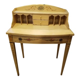 1950s French Country Yellow Ladies Desk For Sale