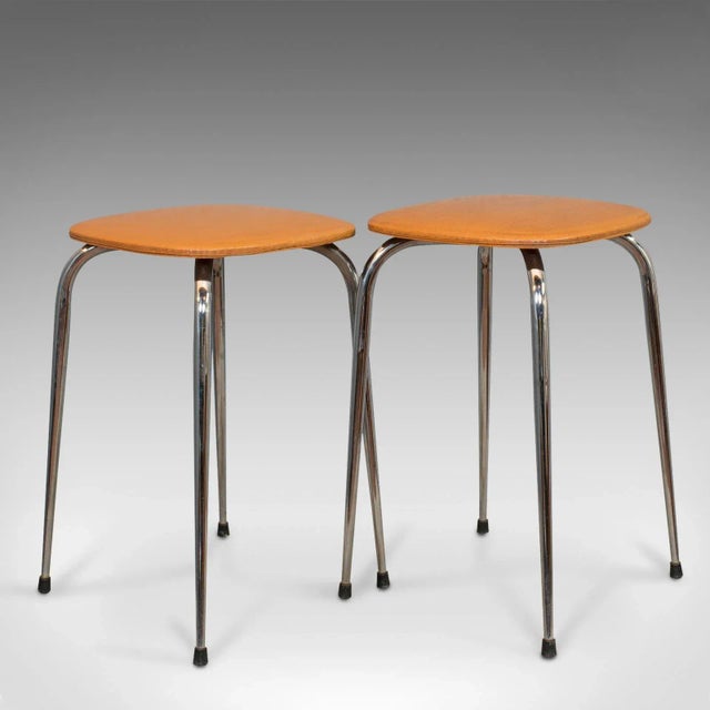 Mid-Century Modern 20th Century French Leatherette Lounge Stools - A Pair For Sale - Image 3 of 11
