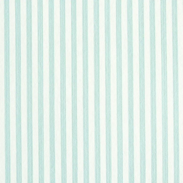 Schumacher Sample - Schumacher Edwin Stripe Narrow Wallpaper in Mineral For Sale - Image 4 of 4
