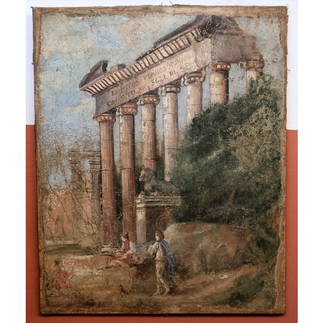 Capriccio Landscape with Roman Ruins, Tear-Off Fresco For Sale - Image 3 of 5