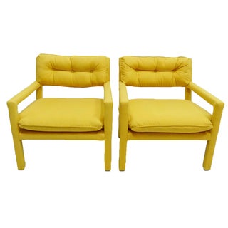 Milo Baughman Attr. Parsons Arm Chairs - A Pair For Sale