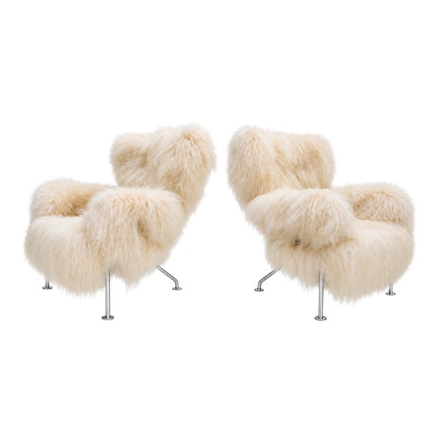 PL19 Lounge Chairs in Mongolian Ivory Wool by Franco Albini for Cassina, 1970, Set of 2 For Sale