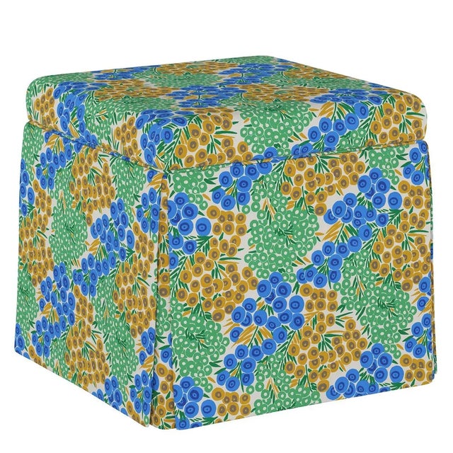 Dyer Storage Ottoman in Blue Citrine Loiret For Sale In Chicago - Image 6 of 6