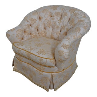 Trs High Quality Damask Upholstered Tufted Club Chair For Sale