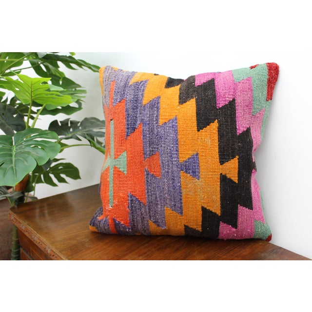 1960s Turkish Kilim Decorative Pillow Cover - 19"x19" For Sale - Image 5 of 10