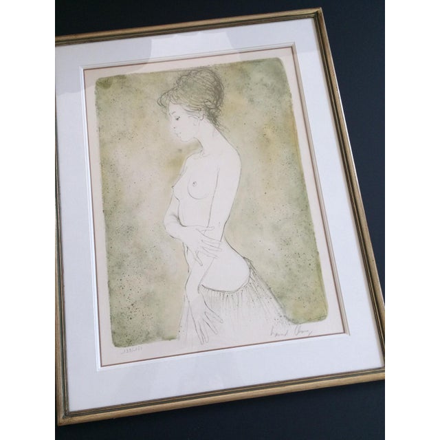 Lithograph, Naked Lady with Skirt, Bernard Chang, 1970s For Sale - Image 4 of 6