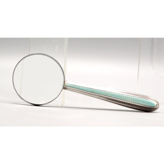 Mid 20th Century Guilloché & Sterling Silver Hand Magnifying Glass For Sale - Image 5 of 9
