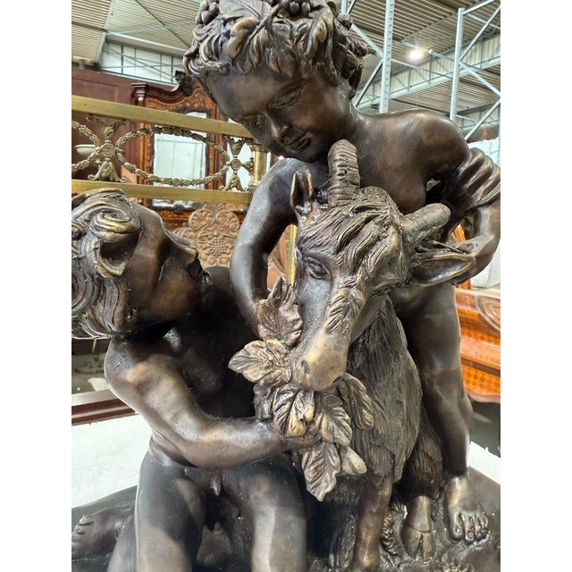 After Clodion, Bacchic Group of Putti with Goat, Bronze For Sale - Image 3 of 7