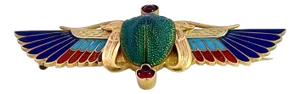 1980s Enamel Scarab Brooch 14k by Guiseppe Parvis